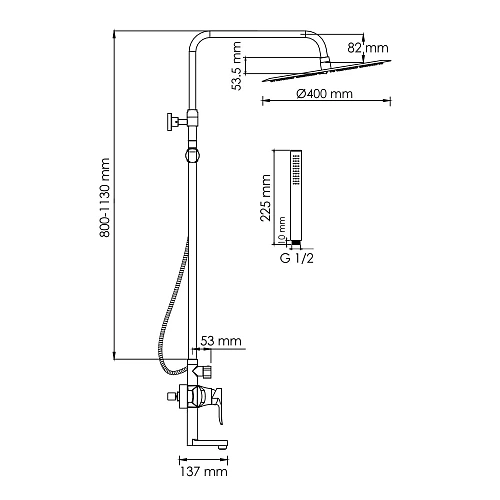 Душевая система WasserKRAFT A166.117.137.010.CH хром Душевая система WasserKRAFT A166.117.137.010.CH хром