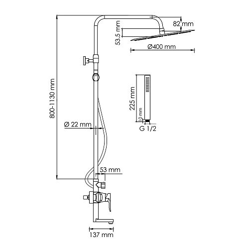 Душевая система WasserKRAFT A166.117.137.087.CH хром Душевая система WasserKRAFT A166.117.137.087.CH хром