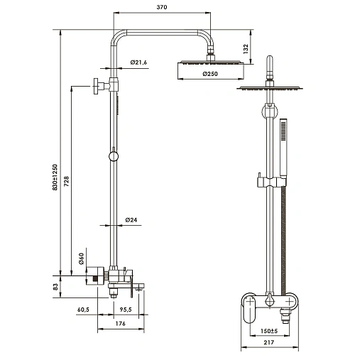 Душевая система WasserKRAFT A17301 розовое золото Душевая система WasserKRAFT A17301 розовое золото
