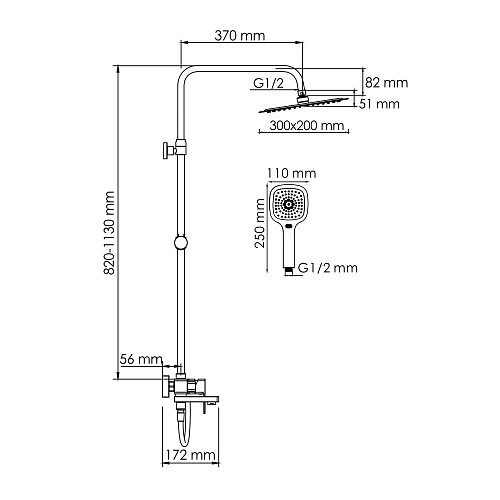 Душевая система WasserKRAFT A177.069.065.087.CH хром Душевая система WasserKRAFT A177.069.065.087.CH хром