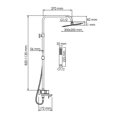 Душевая система WasserKRAFT A177.069.103.010.CH хром Душевая система WasserKRAFT A177.069.103.010.CH хром
