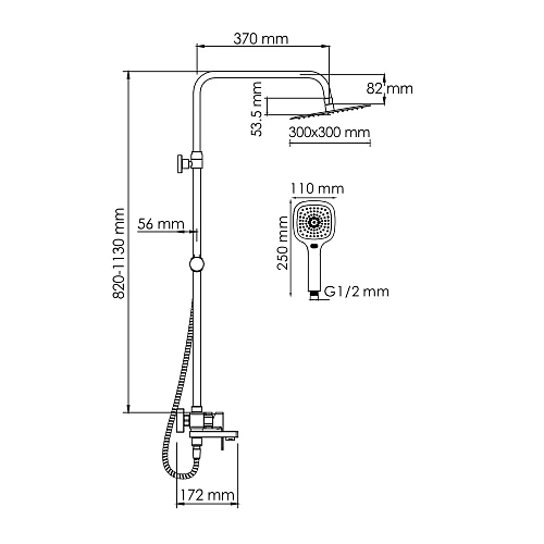 Душевая система WasserKRAFT A177.118.065.010.CH хром Душевая система WasserKRAFT A177.118.065.010.CH хром