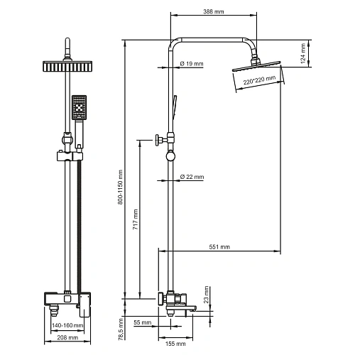 Душевая система WasserKRAFT A17701 хром Душевая система WasserKRAFT A17701 хром