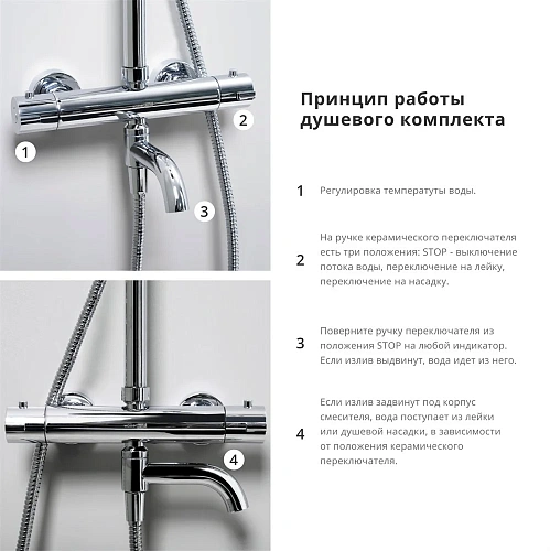 Душевая система Wasserkraft A18801 Thermo с термостатическим смесителем A18801T Душевая система Wasserkraft A18801 Thermo с термостатическим смесителем A18801T