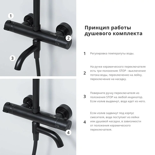 Душевая система WasserKRAFT A28801 Thermo с термостатом черный Душевая система WasserKRAFT A28801 Thermo с термостатом черный