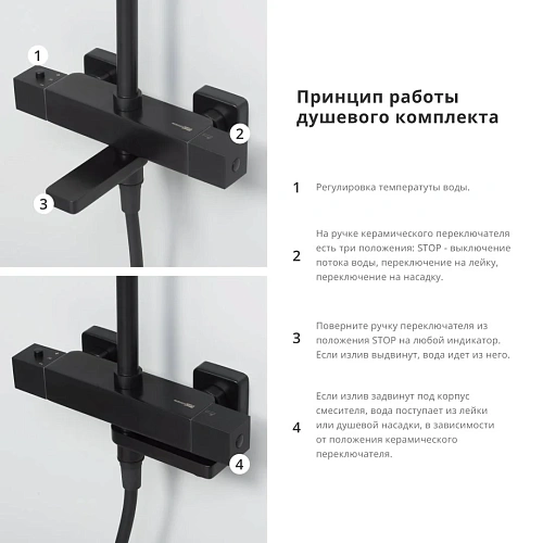 Душевая система WasserKRAFT A29901 Thermo с термостатом черный Душевая система WasserKRAFT A29901 Thermo с термостатом черный