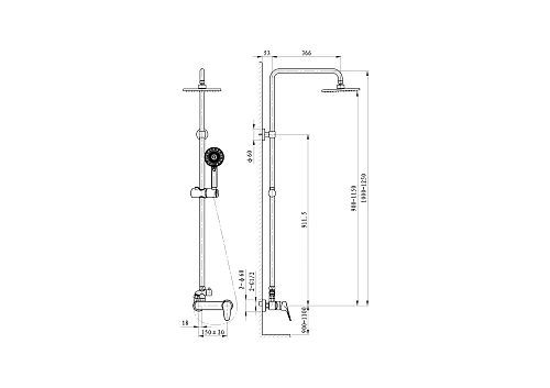 Душевая система Wonzon & Woghand Balance, хром (WW-054601-CR) Душевая система Wonzon & Woghand Balance, хром (WW-054601-CR)