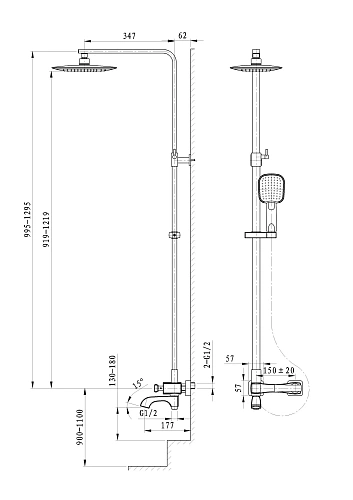 Душевая система Wonzon & Woghand Triumph, хром (WW-563601-CR) Душевая система Wonzon & Woghand Triumph, хром (WW-563601-CR)