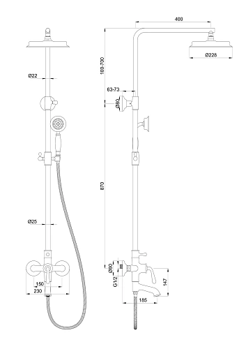 Душевая система Wonzon & Woghand брашированное золото (WW-88739008-BG) Душевая система Wonzon & Woghand брашированное золото (WW-88739008-BG)
