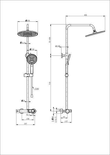 Душевая система Wonzon & Woghand с термостатом, брашированное золото (WW-B2091-A-BG) Душевая система Wonzon & Woghand с термостатом, брашированное золото (WW-B2091-A-BG)