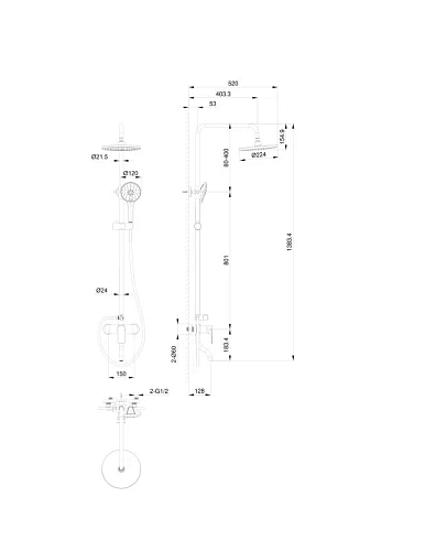 Душевая система Wonzon & Woghand темный графит (WW-AE3354-BGG) Душевая система Wonzon & Woghand темный графит (WW-AE3354-BGG)