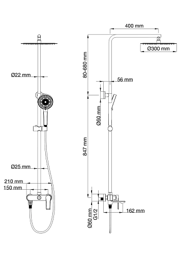 Душевая система Wonzon & Woghand хром (WW-88047079-CR) Душевая система Wonzon & Woghand хром (WW-88047079-CR)