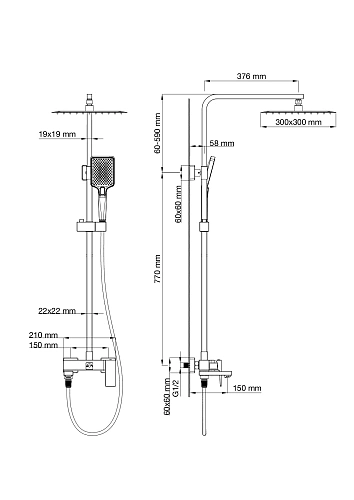 Душевая система Wonzon & Woghand черный матовый (WW-88047068-MB) Душевая система Wonzon & Woghand черный матовый (WW-88047068-MB)