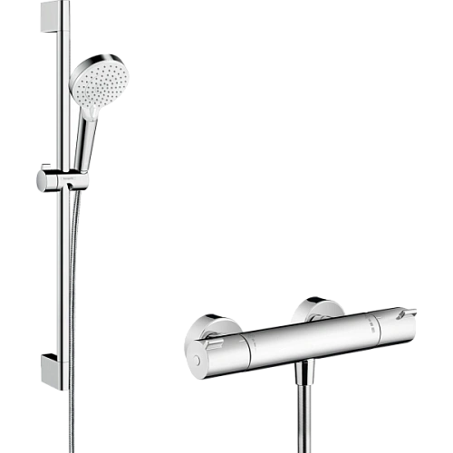 Душевой гарнитур Hansgrohe Crometta Vario/Ecostat 1001 CL Combi 27812400 0.65 м, белый/хром Душевой гарнитур Hansgrohe Crometta Vario/Ecostat 1001 CL Combi 27812400 0.65 м, белый/хром