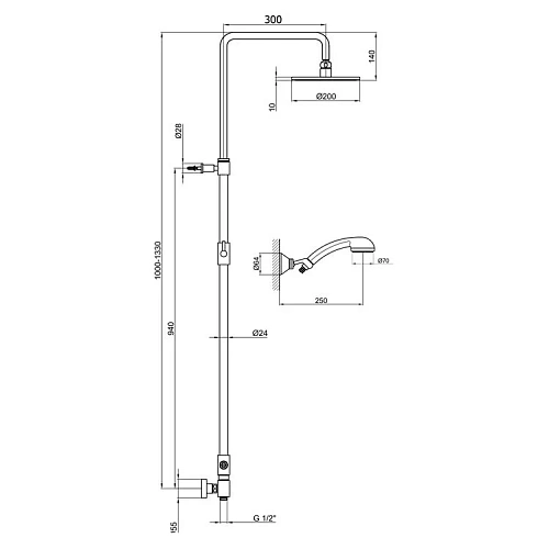 Душевой гарнитур Webert Comfort AC0729015METAL Душевой гарнитур Webert Comfort AC0729015METAL