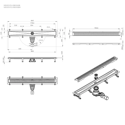 Душевой лоток AM.PM Master Flow W01SC-P11-080-01BM Cut Gradient 80см, черный матовый Душевой лоток AM.PM Master Flow W01SC-P11-080-01BM Cut Gradient 80см, черный матовый