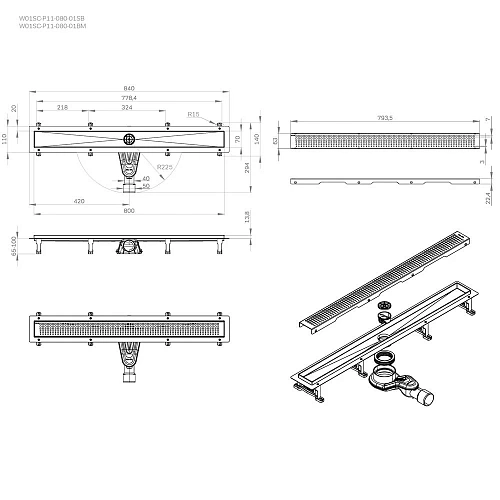 Душевой лоток AM.PM Master Flow W01SC-P11-080-01SB Cut Gradient 80см, сталь матовая Душевой лоток AM.PM Master Flow W01SC-P11-080-01SB Cut Gradient 80см, сталь матовая
