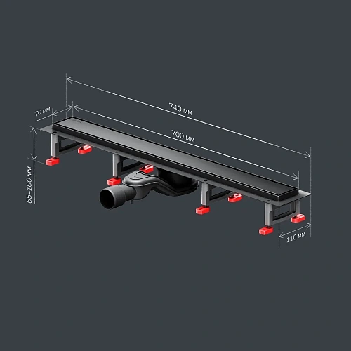 Душевой лоток AM.PM Master Flow W01SC-U11-070-04BM Tile 70см, черный матовый Душевой лоток AM.PM Master Flow W01SC-U11-070-04BM Tile 70см, черный матовый