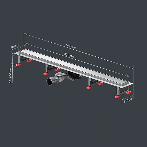 Душевой лоток AM.PM Master Flow W01SC-U11-090-04SB Tile 90см, сталь матовая Душевой лоток AM.PM Master Flow W01SC-U11-090-04SB Tile 90см, сталь матовая
