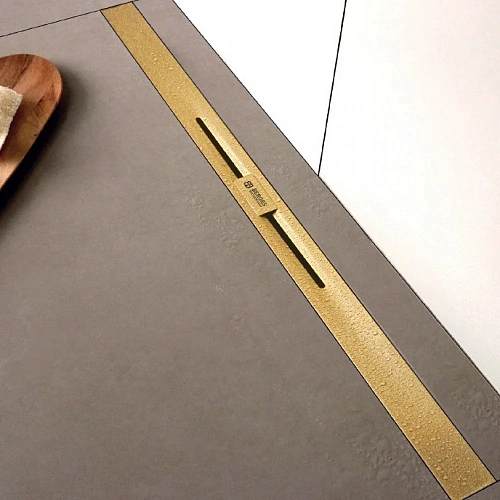 Душевой лоток BERGES SIMPEL 1000, золото глянец, S-сифон D50 H60 боковой 092113 Душевой лоток BERGES SIMPEL 1000, золото глянец, S-сифон D50 H60 боковой 092113