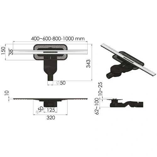 Душевой лоток BERGES SIMPEL 1000, хром глянец, S-сифон D50 H60 боковой 091113 Душевой лоток BERGES SIMPEL 1000, хром глянец, S-сифон D50 H60 боковой 091113