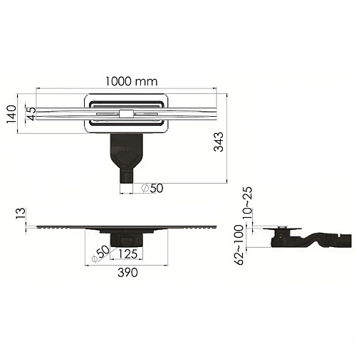 Душевой лоток BERGES SIMPEL 1000, хром глянец, S-сифон D50 H60 боковой 091113 Душевой лоток BERGES SIMPEL 1000, хром глянец, S-сифон D50 H60 боковой 091113