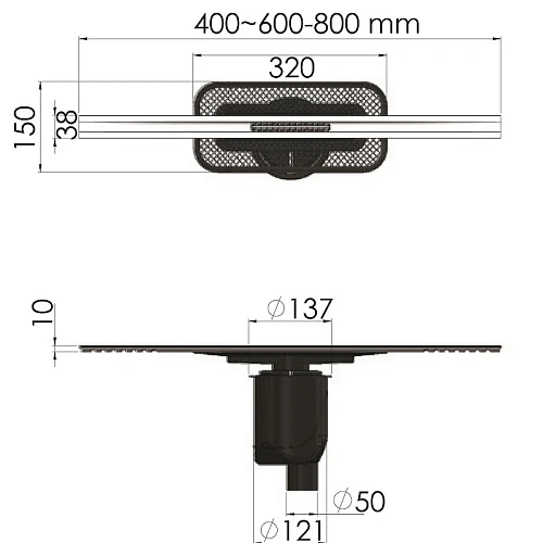 Душевой лоток BERGES SIMPEL 400, матовый хром, S-сифон D50/105 H50 вертикальный 090010 Душевой лоток BERGES SIMPEL 400, матовый хром, S-сифон D50/105 H50 вертикальный 090010