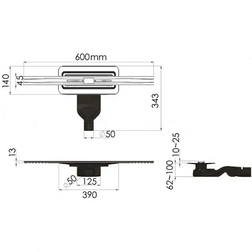 Душевой лоток BERGES SIMPEL 600, золото глянец, S-сифон D50 H60 боковой 092111 Душевой лоток BERGES SIMPEL 600, золото глянец, S-сифон D50 H60 боковой 092111