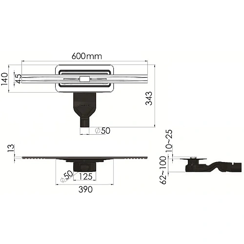 Душевой лоток BERGES SIMPEL 600, хром глянец, S-сифон D50 H60 боковой 091111 Душевой лоток BERGES SIMPEL 600, хром глянец, S-сифон D50 H60 боковой 091111