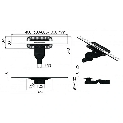 Душевой лоток BERGES SIMPEL 800, золото глянец, S-сифон D50 H60 боковой 092112 Душевой лоток BERGES SIMPEL 800, золото глянец, S-сифон D50 H60 боковой 092112