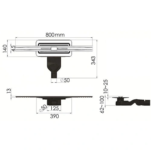 Душевой лоток BERGES SIMPEL 800, хром глянец, S-сифон D50 H60 боковой 091112 Душевой лоток BERGES SIMPEL 800, хром глянец, S-сифон D50 H60 боковой 091112