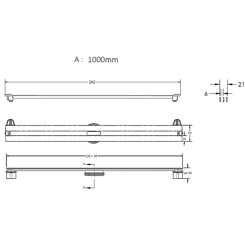 Душевой лоток BERGES SUPER Slim 1000, хром глянец, S-сифон D50/105 H50 вертикальный 091055 Душевой лоток BERGES SUPER Slim 1000, хром глянец, S-сифон D50/105 H50 вертикальный 091055