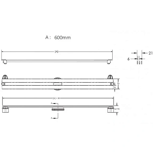 Душевой лоток BERGES SUPER Slim 600 нержавеющая сталь, решетка матовый черный, S-сифон D50 боковой 095152 Душевой лоток BERGES SUPER Slim 600 нержавеющая сталь, решетка матовый черный, S-сифон D50 боковой 095152