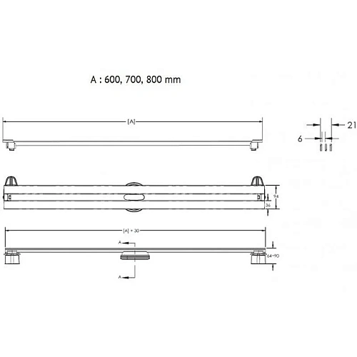 Душевой лоток BERGES SUPER Slim 600 нержавеющая сталь, решетка матовый черный, S-сифон D50/110 верти 095052 Душевой лоток BERGES SUPER Slim 600 нержавеющая сталь, решетка матовый черный, S-сифон D50/110 верти 095052