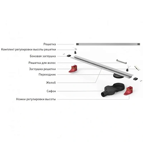 Душевой лоток BERGES SUPER Slim 800 нержавеющая сталь, решетка матовый черный, S-сифон D50 боковой 095154 Душевой лоток BERGES SUPER Slim 800 нержавеющая сталь, решетка матовый черный, S-сифон D50 боковой 095154