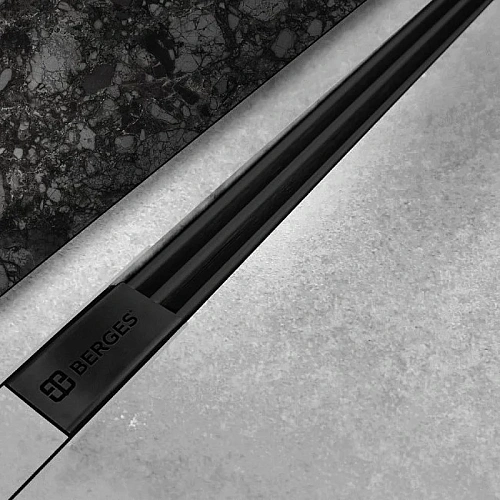 Душевой лоток BERGES SUPER Slim 800 нержавеющая сталь, решетка матовый черный, S-сифон D50/110 верти 095054 Душевой лоток BERGES SUPER Slim 800 нержавеющая сталь, решетка матовый черный, S-сифон D50/110 верти 095054