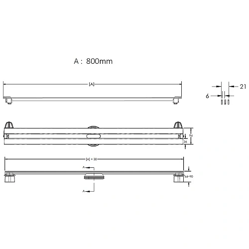 Душевой лоток BERGES SUPER Slim 800, хром глянец, S-сифон D50/105 H50 вертикальный 091054 Душевой лоток BERGES SUPER Slim 800, хром глянец, S-сифон D50/105 H50 вертикальный 091054