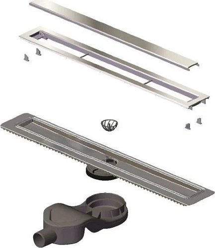 Душевой лоток BERGES TOP Stark 500, матовый хром, S-сифон D50 H60 боковой 090148 Душевой лоток BERGES TOP Stark 500, матовый хром, S-сифон D50 H60 боковой 090148