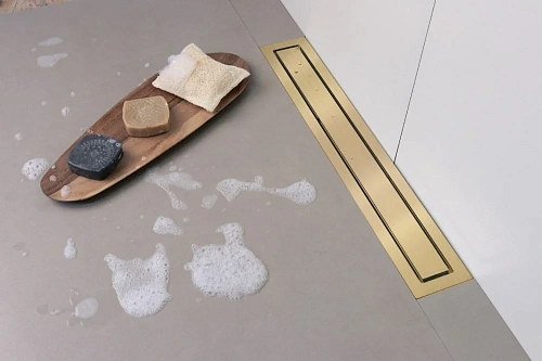 Душевой лоток BERGES TOP Stark 600, золото глянец, S-сифон D50 H60 боковой 092149 Душевой лоток BERGES TOP Stark 600, золото глянец, S-сифон D50 H60 боковой 092149