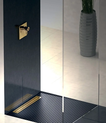 Душевой лоток BERGES TOP Stark 600, золото глянец, S-сифон D50 H60 боковой 092149 Душевой лоток BERGES TOP Stark 600, золото глянец, S-сифон D50 H60 боковой 092149