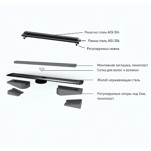 Душевой лоток BERGES TOP Stark 600, матовый хром, S-сифон D50/105 H50 вертикальный 090049 Душевой лоток BERGES TOP Stark 600, матовый хром, S-сифон D50/105 H50 вертикальный 090049