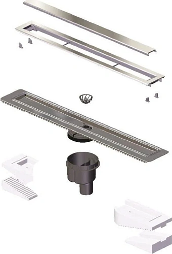 Душевой лоток BERGES TOP Stark 700, матовый хром, S-сифон D50/105 H50 вертикальный 090050 Душевой лоток BERGES TOP Stark 700, матовый хром, S-сифон D50/105 H50 вертикальный 090050