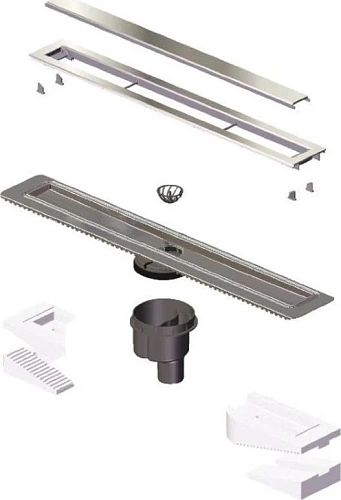 Душевой лоток BERGES TOP Stark 800, матовый хром, S-сифон D50/105 H50 вертикальный 090051 Душевой лоток BERGES TOP Stark 800, матовый хром, S-сифон D50/105 H50 вертикальный 090051