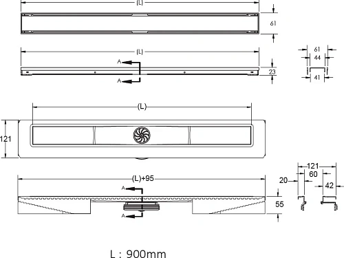 Душевой лоток BERGES В1 Antik 900, золото глянец, S-сифон D50/105 H50 вертикальный 092027 Душевой лоток BERGES В1 Antik 900, золото глянец, S-сифон D50/105 H50 вертикальный 092027