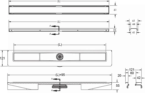 Душевой лоток BERGES В1 Keramik 500, золото глянец, S-сифон D50 H60 боковой 092116 Душевой лоток BERGES В1 Keramik 500, золото глянец, S-сифон D50 H60 боковой 092116