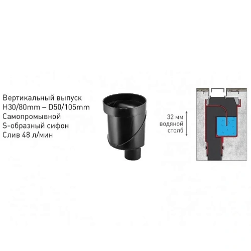 Душевой лоток BERGES С1 Norma 800 нержавеющая сталь, матовый черный, S-сифон D50/110 вертикальный 095039 Душевой лоток BERGES С1 Norma 800 нержавеющая сталь, матовый черный, S-сифон D50/110 вертикальный 095039