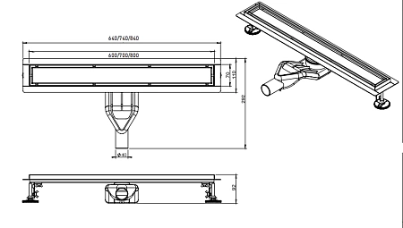 Душевой лоток Ceramalux CL6138GG/70 щелевой, нержавеющая сталь, 700 мм, оружейная сталь Душевой лоток Ceramalux CL6138GG/70 щелевой, нержавеющая сталь, 700 мм, оружейная сталь