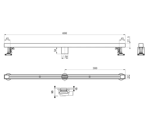 Душевой лоток Wonzon & Woghand 60 см, брашированный никель (WW-65406T-BR) Душевой лоток Wonzon & Woghand 60 см, брашированный никель (WW-65406T-BR)