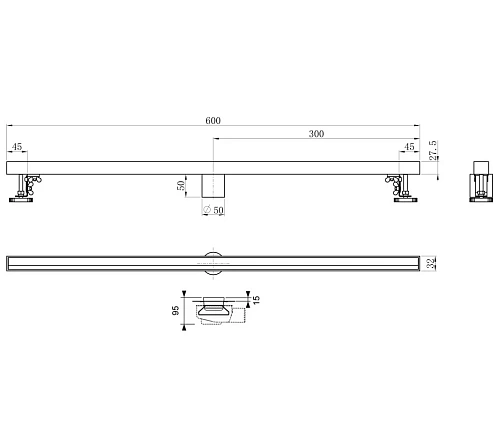 Душевой лоток Wonzon & Woghand 60 см, темный графит (WW-65406M-GM) Душевой лоток Wonzon & Woghand 60 см, темный графит (WW-65406M-GM)