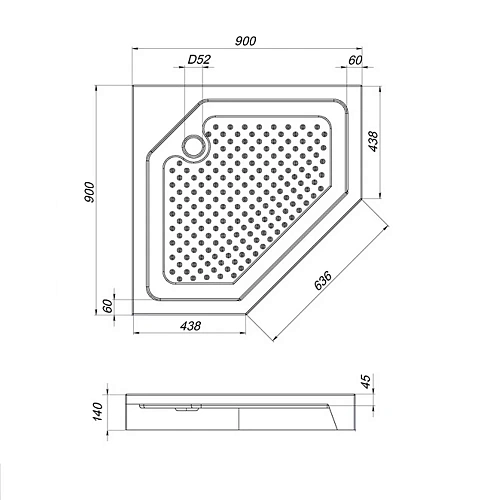 Душевой поддон AM.PM Gem W90T-405-090WT пятиугольный 90х90, с сифоном Душевой поддон AM.PM Gem W90T-405-090WT пятиугольный 90х90, с сифоном
